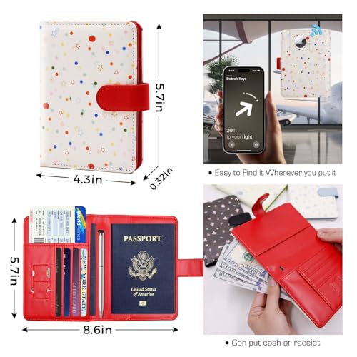Image of Melsbrinna Rfid Passport Holder for Travel women /Men, Cute Passport Wallet Rfid Blocking Card Slots, Rfid Passport Cover /CaseTravel Wallet, Passport Book Holder (1, apple red a)