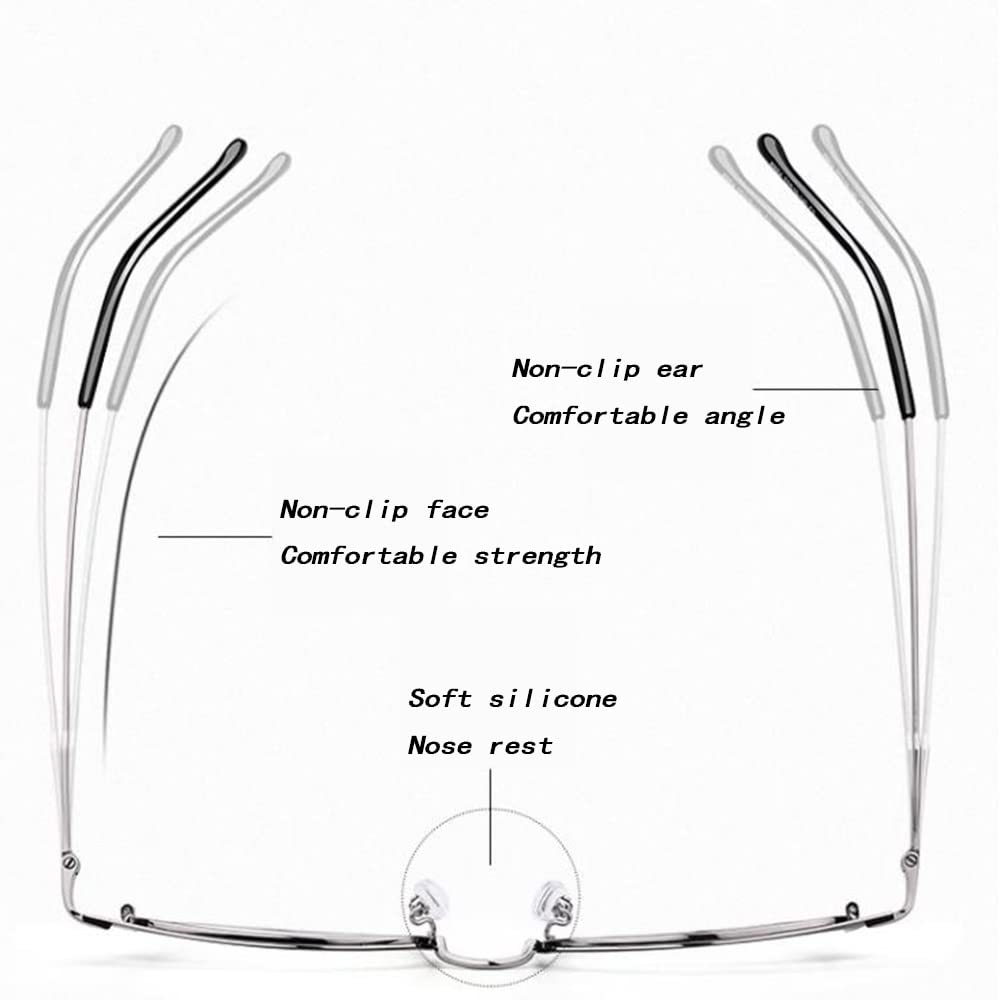 Fotocrómico Rectangular Gafas De Lectura，Progresivas Multifoco Gafas De Leer，Media Caja Gafas De Lectura Hombres 1.5 (Color : Black Silver, Size : +2.0)