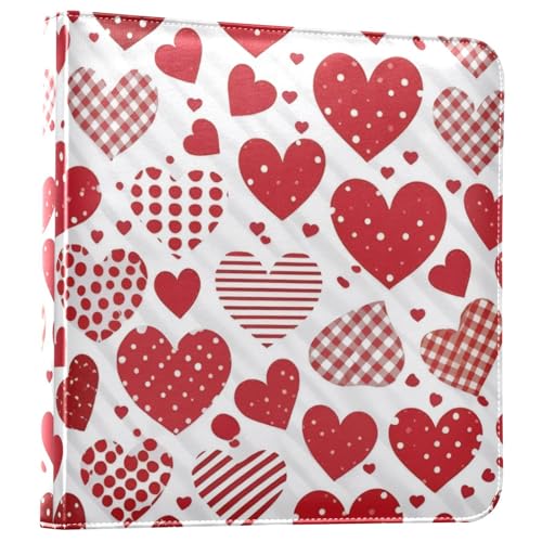 Álbum de fotos DIY autoadhesivo Scrapbook FLildon rojo con corazones y diseño de cuadros Buffalo, 3 anillas, 40 páginas, 8x10 pulgadas para recuerdos miniatura 1