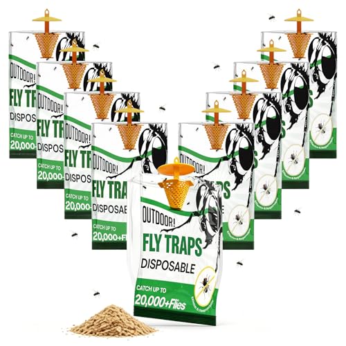 9 Pack Fly Traps Outdoor Hanging Add Water - Portable Fly Catcher Outdoor Flying Insect Trap Fly Traps for Ranch/Barn/Patio/Campsite/Trash