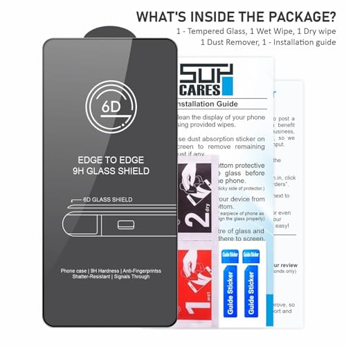 Image of SupCares Tempered Glass for Samsung Galaxy S26 Ultra (6.9 Inch) With Installation Kit | 9H Edge to Edge Screen Protector | Black