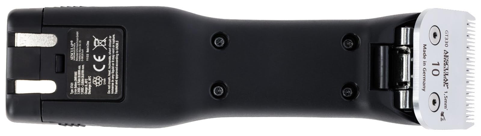 KERBL Aesculap Akkuschermaschine Durati – inkl. 1 Akku und Scherkopf (Weiß/Schwarz, Bürstenloser EC-Motor, Akkukapazität 2850 mAh, Gewicht 380 g) GT434-WS