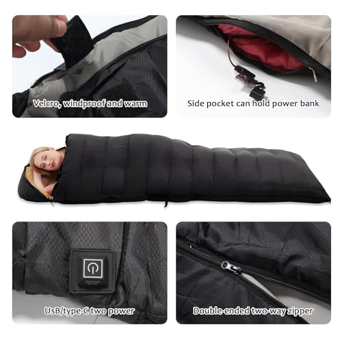 Bolsa de dormir térmica para adultos, camping para clima frío, 95–149°F para 4 estaciones miniatura 6