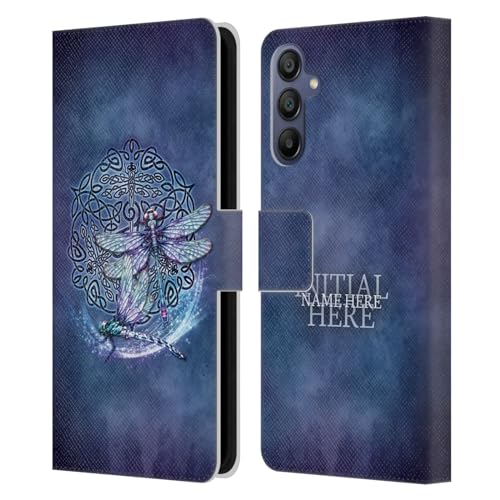 Étui portefeuille Samsung A15 en cuir Brigid Ashwood avec motif libellule gravé personnalisé