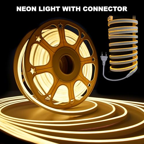 Image of Forus 35 Meter LED Neon Strip Light - Warm White, Flexible Waterproof Cuttable Rope Lights, Indoor Outdoor Diwali Decorative Lighting, Home Decor, Wall Decor, Custom Name Signage, 6-Months Warranty
