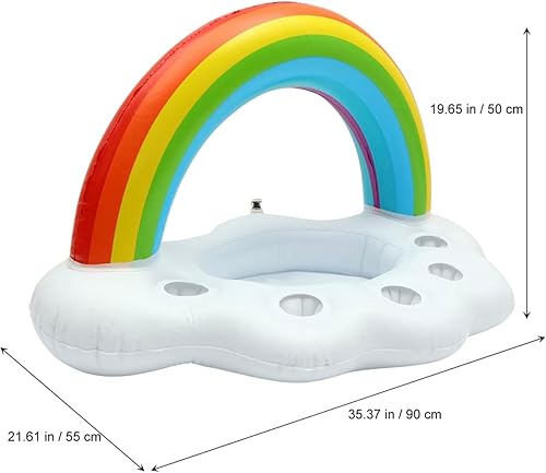 Miniatura 10 de Soporte inflable flotante para bebidas para piscina, la mesa de bandeja tiene portavasos y latas de bebidas con cuenco de aperitivos, PVC duradero