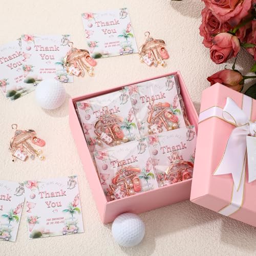10 Set Golf Party Favors for Guest Women Pink Rhinestone Golfer Brooch Pins Pendants Jewelry with Thank You Cards Golf Clubs Party Supplies for Girls Birthday Baby Shower Sport Gift Supplies4