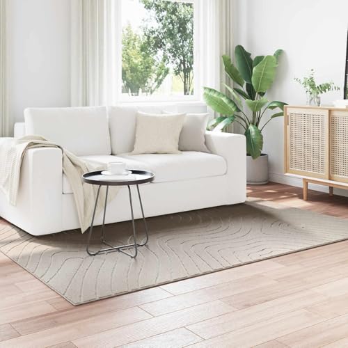 Tapis de surface HUARTE crème 170x120 cm élégant en polyester de qualité -B