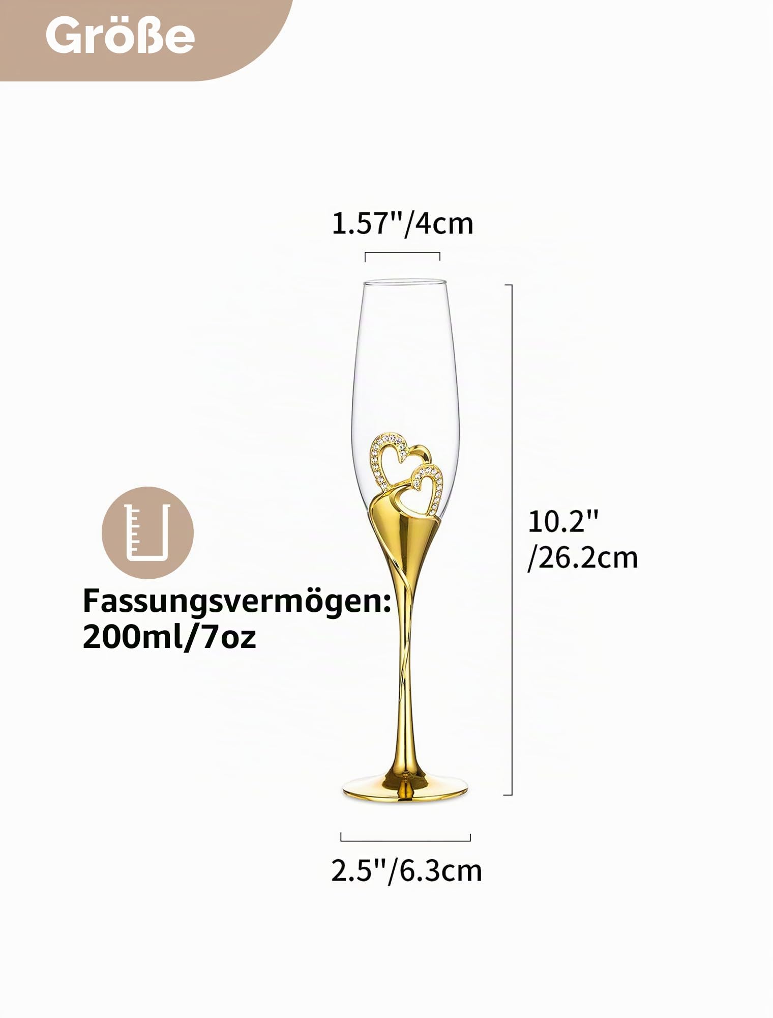 NUPTIO Sektgläser Hochzeit Kristall mit Holzschatulle, für Brautpaar | 2 Stück Personalisiert Gold Champagnergläser Hochzeitsgeschenke für Verlobung, Jubiläum, Hochzeit