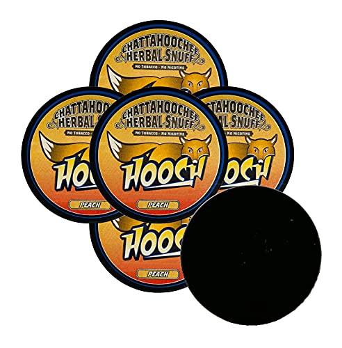 Hooch Snuff - Non-Tobacco Nicotine Free Chew - Peach- Long Cut (5) - Includes Free DC Skin Can Cover