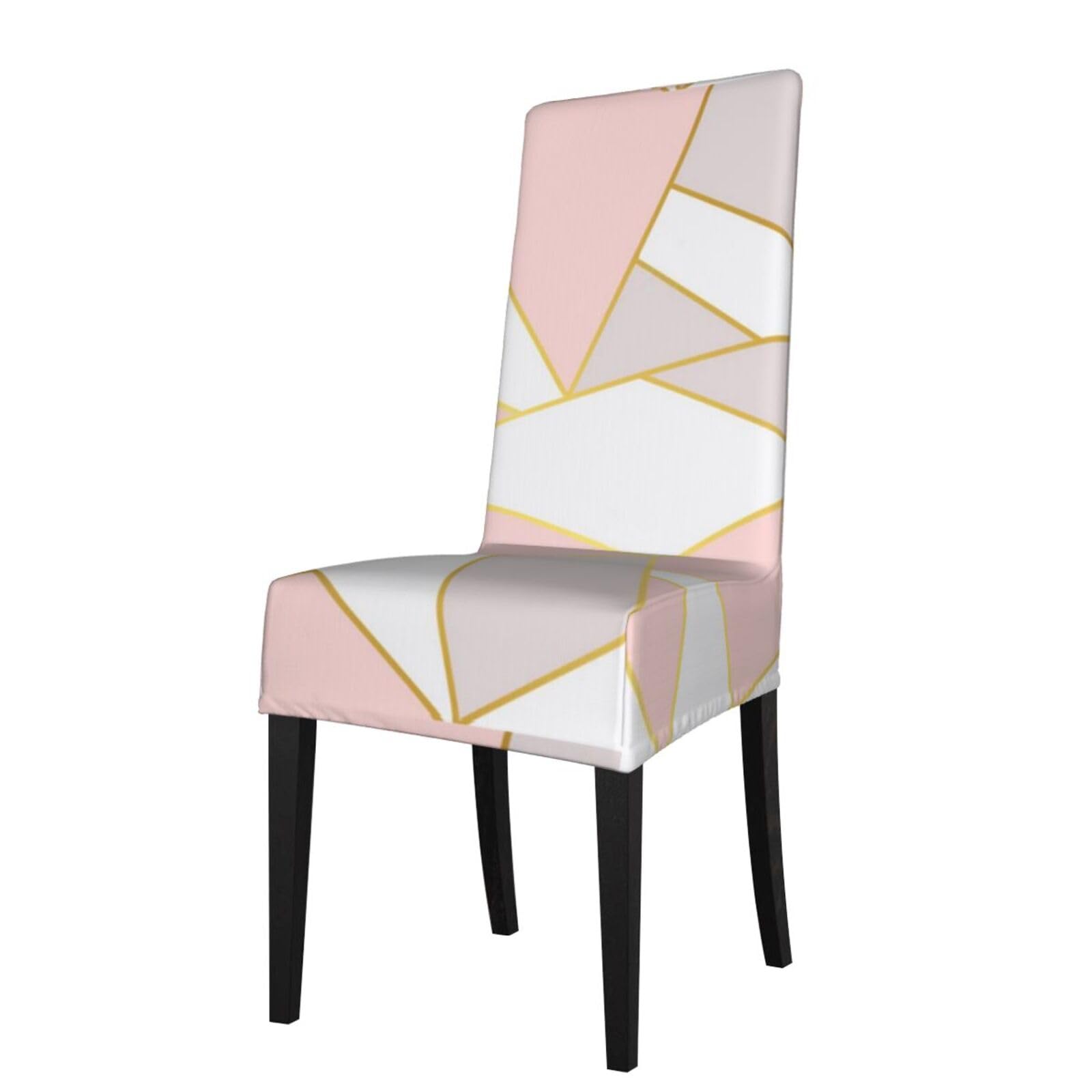LKYMOH Pink Gray Geometric, Chair Covers Stretch Chair Slipcovers for Dining Room, for Party Pet Protection Universal Fit Soft Polyester