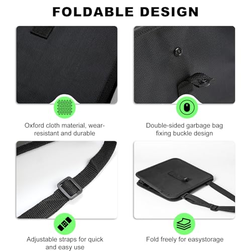 Image of KVAEY Car Trash Can, Oxford Cloth Foldable Garbage Bin Waterproof Auto Trash Bag Organizer, Multipurpose Leak-Proof Large Capacity Hanging Garbage Can Storage Bag for Car Seat (Normal)