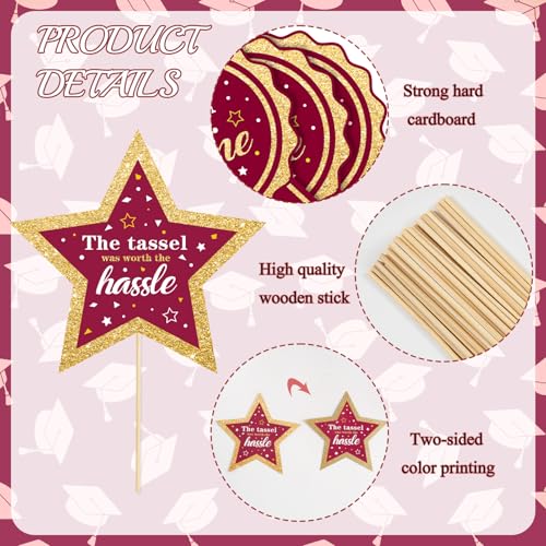 Image of Graduation Decorations for Class of 2026-60pcs Glitter Maroon Party Table Centerpieces Sticks with LED String Lights for College High School 2026 Graduation Party Favors Supplies