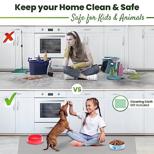 Image of Large Silicone Mat 28 inch x 20 inch Thick Heat Resistant, Kitchen Counter Mat Waterproof - Coffee Machine, Glass Top Stove Cover Countertop Protector for Air Fryer, Baking (Semi-Translucent)