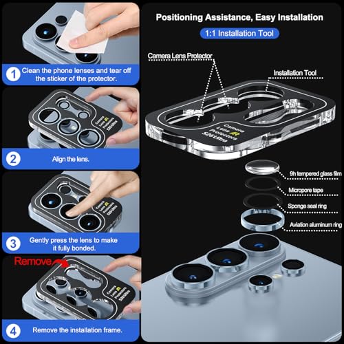 Image of WSKEN for Samsung Galaxy S26 Ultra Camera Lens Protector - Ultra Thin Case Friendly, 9H Shatterproof Tempered Glass with Anti Scratch Metal Circle Camera Screen Protector Cover Accessories, Blue
