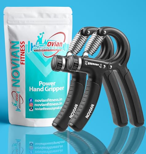 Image of Power Hand Gripper | Adjustable Resistance | Strength Trainer for Fingers, Hand & Forearm | Non-Slip Grip | (Black (Pack Of 2))