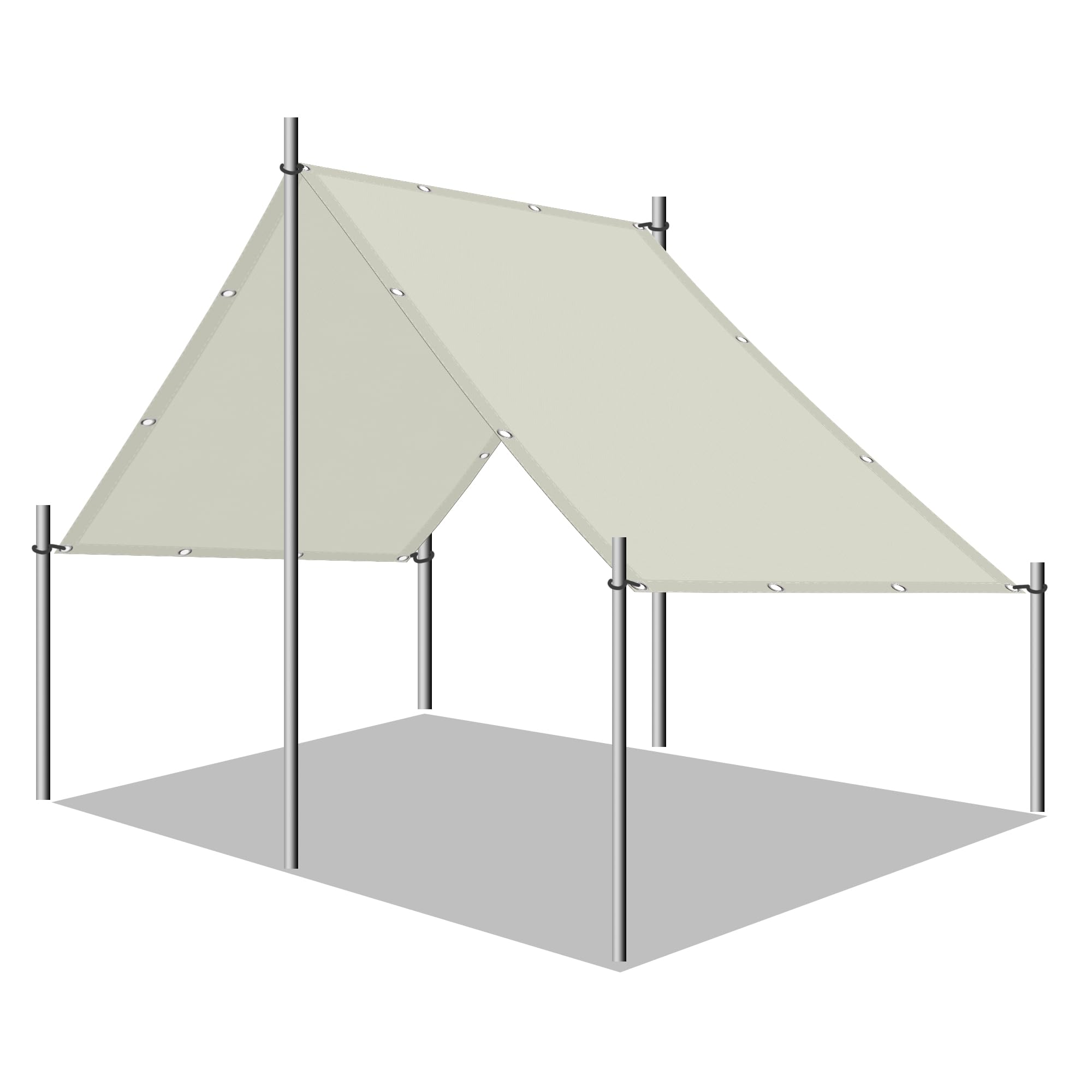 Voile d'ombrage 1.5 x 2.2 m imperméable blanc cassé avec œillets solides