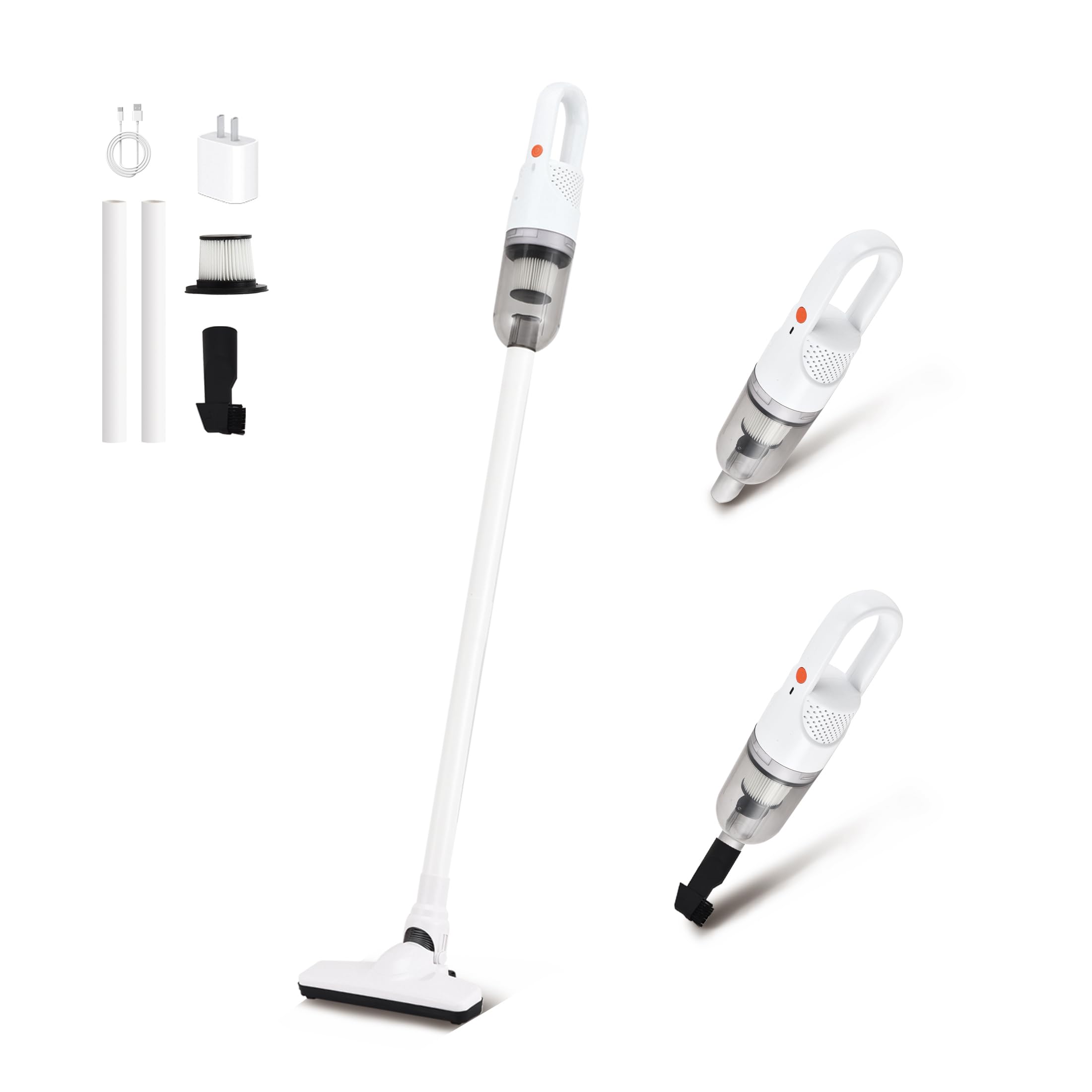 Aspirateur à Main sans Fil 6-en-1, Mini-aspirateur Portable - Blanc
