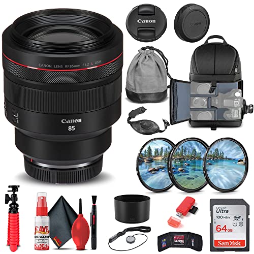 Canon RF 85mm f/1.2L USM�����Y (3447C002) + �t�B���^�[�L�b�g + �o�b�N�p�b�N + 64GB �J�[�h + �J�[�h���[�_�[ + �t���b�N�X�O�r + �������[�E�H���b�g + �L���b�v�L�[�p�[ + �N���[�j���O�L�b�g + �n