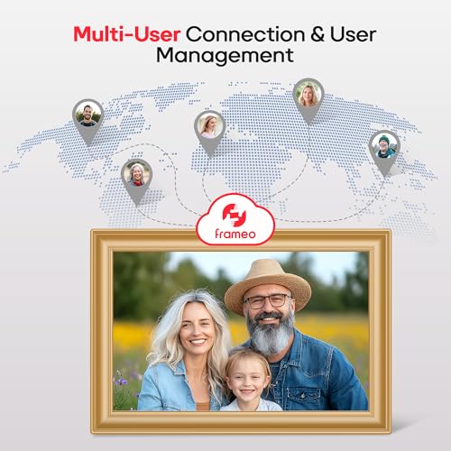 Image of Frameo 10.1 inch WiFi Digital Picture Frame with 32GB Memory, 1280 x 800 IPS HD Touch Screen Electronic Photo Frame, Auto-Rotate, Slideshow, Wall Mountable, Share Photos /Video Remotely Anywhere