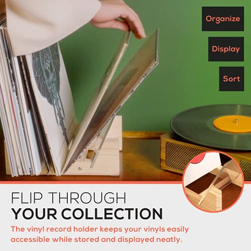 Kaiu Vinyl Record Storage Holder - Stacks Up To 30 Albums, 7 Or 12 Inch - Solid Wood Stand With Clear Acrylic Ends - Display Your Singles And Lps In This Modern Portable Rack Unit #TOP4