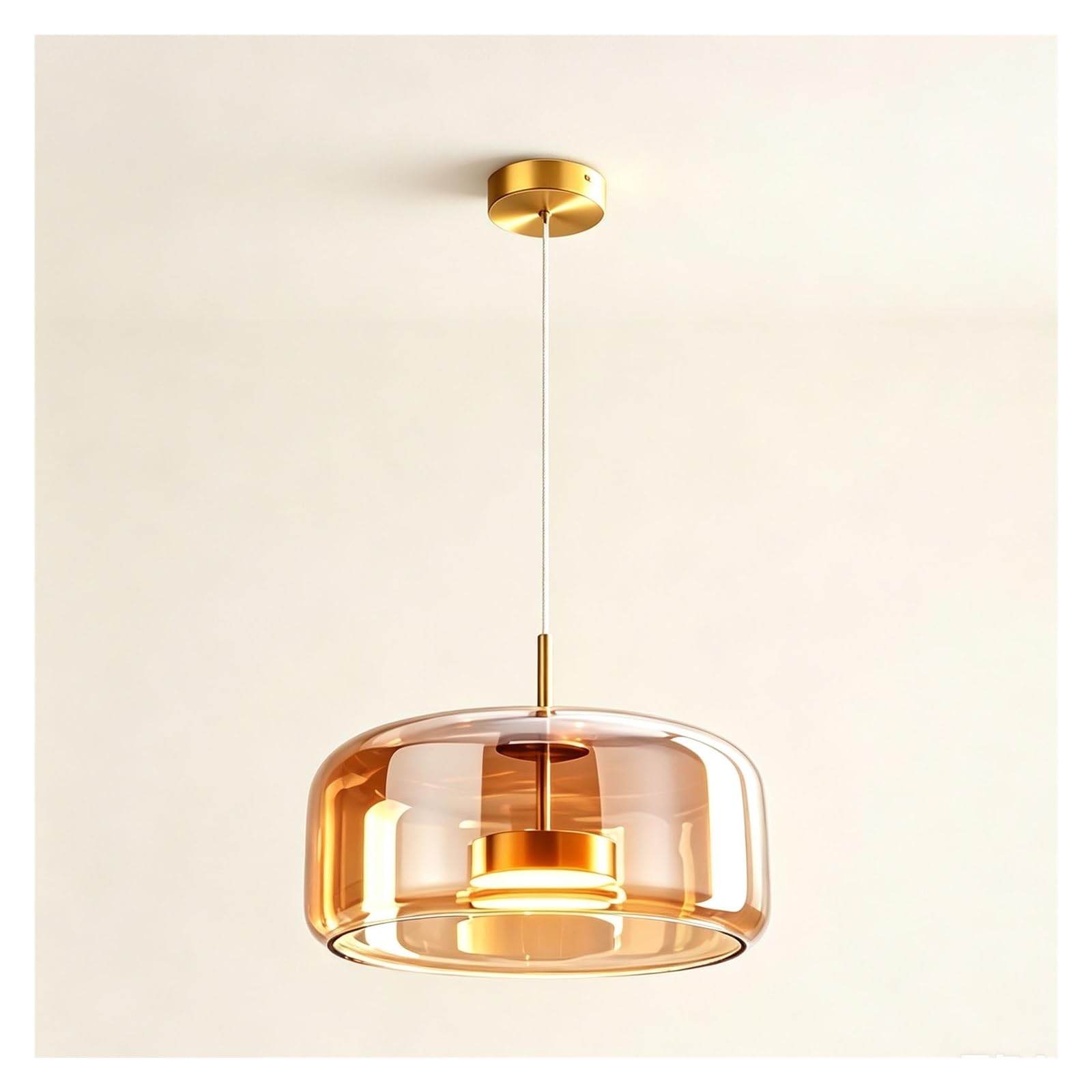 LUOYAOB Modern Smoked Glass Pendant Light Grey Hanging Lamp