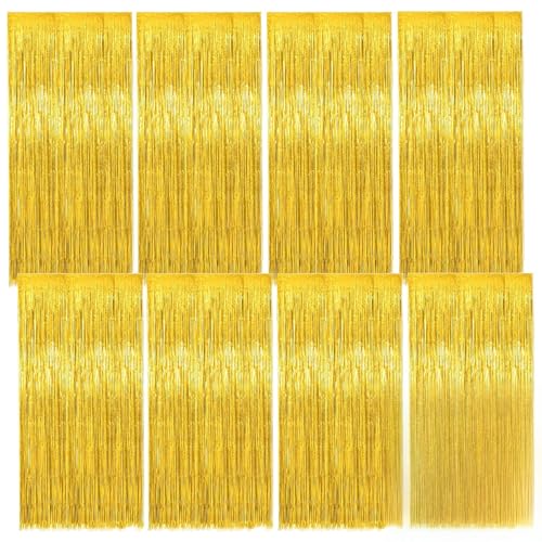 Staranry 8 Pièces 1x2 m Rideau Anniversaire, Decoration Anniversaire, Rideau Doré, Déco Anniversaire, Rideau Frange Anniversaire pour Photographie La Fête Mariage...