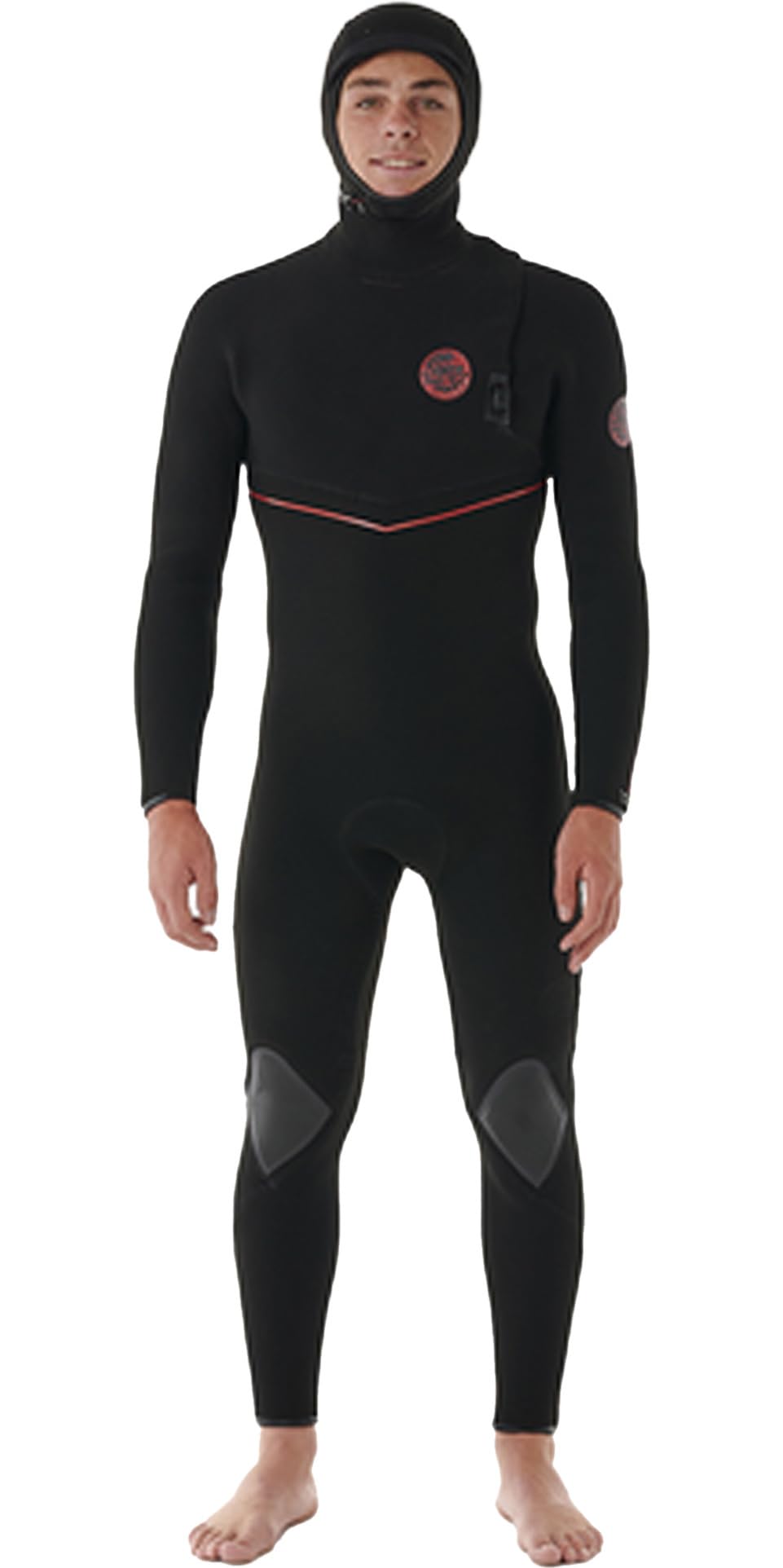 RIP CURL 2024 Hombres Flashbomb Fusion 5/4mm Zip Free con Capucha Neopreno 164MFS - Black