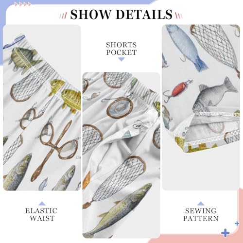 Pattern Of Fishing Gear Fish Pajama Pants Soft Lounge Sleepwear PJ Bottoms with Elastic Waist Ages 6-14 Years4