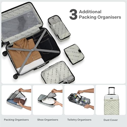 Image of Assembly Stark Hard Luggage 20 Inch (55 cm) Cabin Luggage Trolley, Polycarbonate Dual-Tone Design, TSA Lock, Silent 8 Spinner Wheels, Hard Shell Travel Cabin Marble