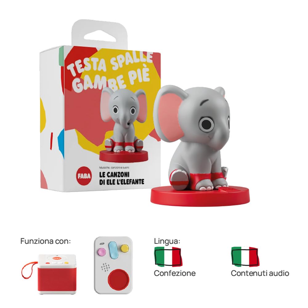 FABA Personaggio Sonoro Le Canzoni di Ele l'Elefante Bambini 0-3 Anni Versione Italiana