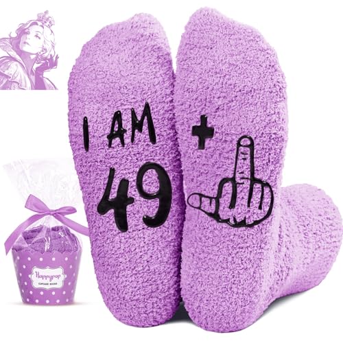 HAPPYPOP 50th Birthday Gifts for Women - 50 Year Old Socks for Her Women Friends Turning Their 50s, Birthday Gifts Purple