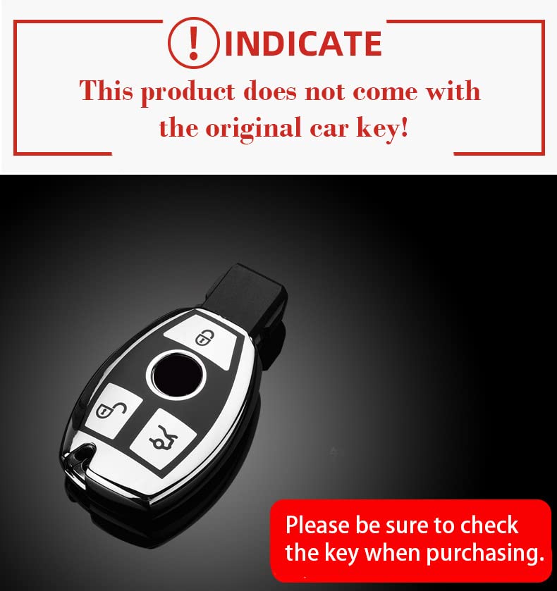 ontto Custodia per chiave auto, adatta per Mercedes Benz A B C E R classe GLS GLA GLK GLC CLS CLA AMG W204 W205 W212 W463 W176, in metallo e pelle, con
