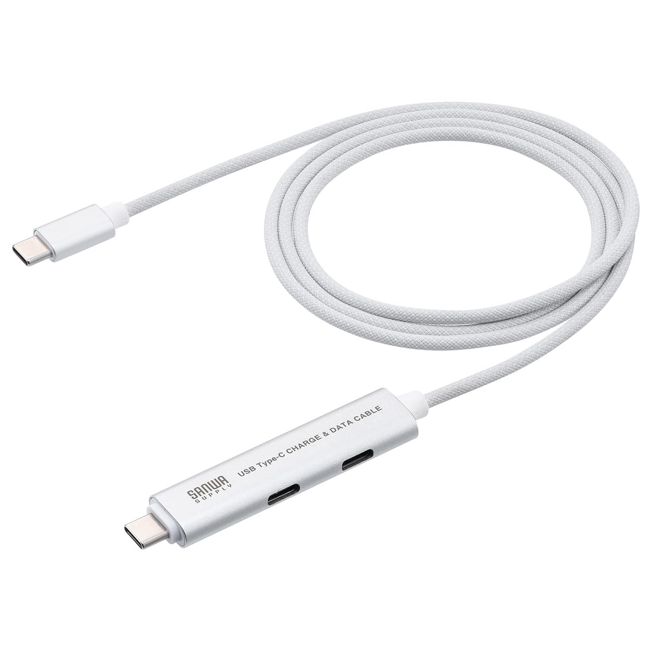 Sanwa Direct 400-HUBC34S USB-C Cable, USB C with Hub, PD, 100W, USB3.2, Gen1, USB5Gbps, Portable, Fast Charging, 3.3 ft (1 m), Silver - 1m - Silver
