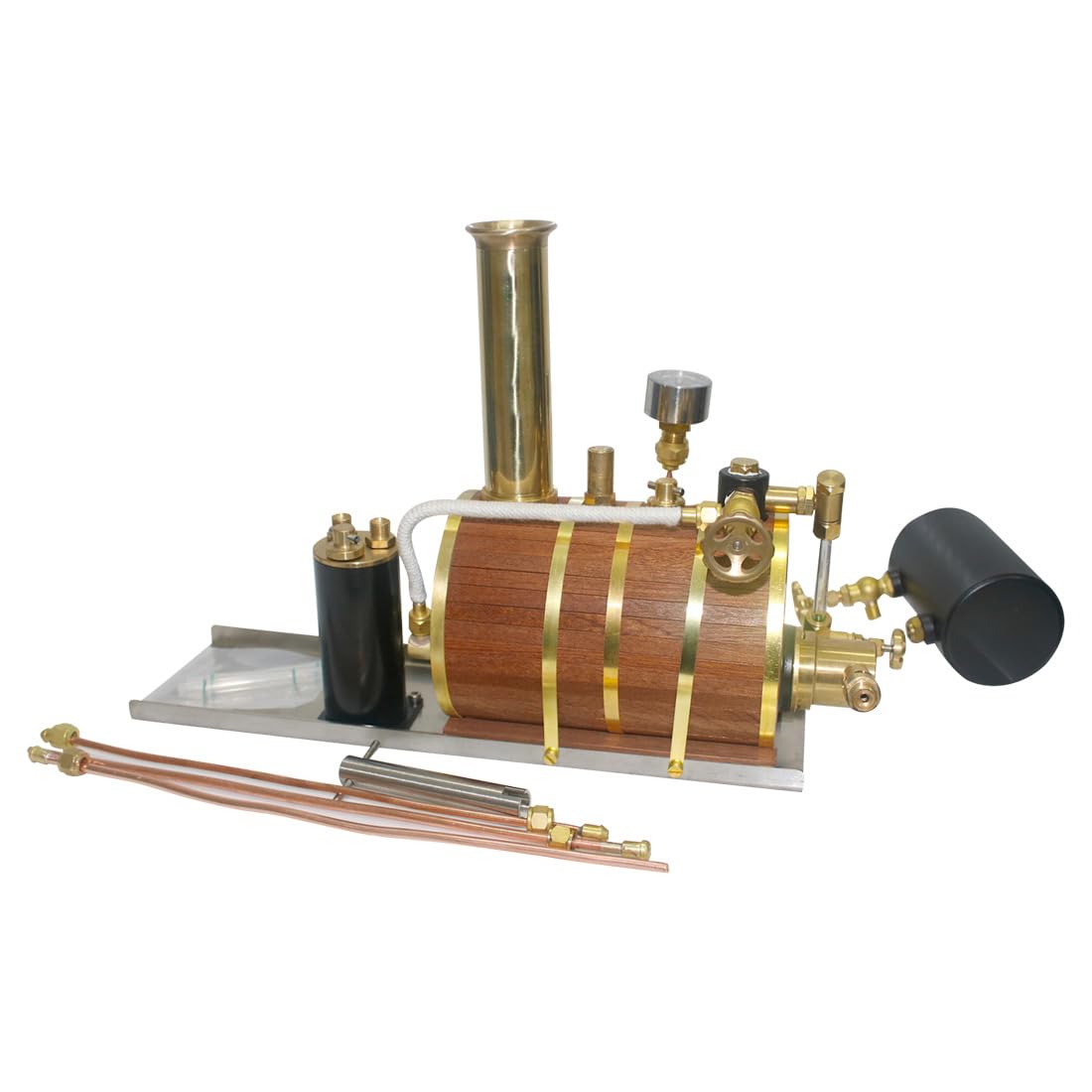 B-1 Dampfkessel Modell für EIN-/Zwei-/Dreizylinder Dampfmaschine Modell, Horizontales 200ML Kesselmodell Boiler Modellbausatz für 70cm Dampfschiffe, Ornament Geschenk -RTR