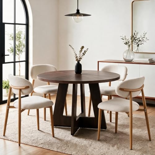 Image of 47'' Round Dining Table Set for 4, Kitchen Table and Chairs
