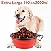 Extra Large Collapsible Dog Bowl, 3L XL Travel Dog Bowl, Foldable Travel Water Dish, 102oz X-Large Portable Collapsable Traveling Bowls with Carabiner for Dogs Walking, Hiking (Red)