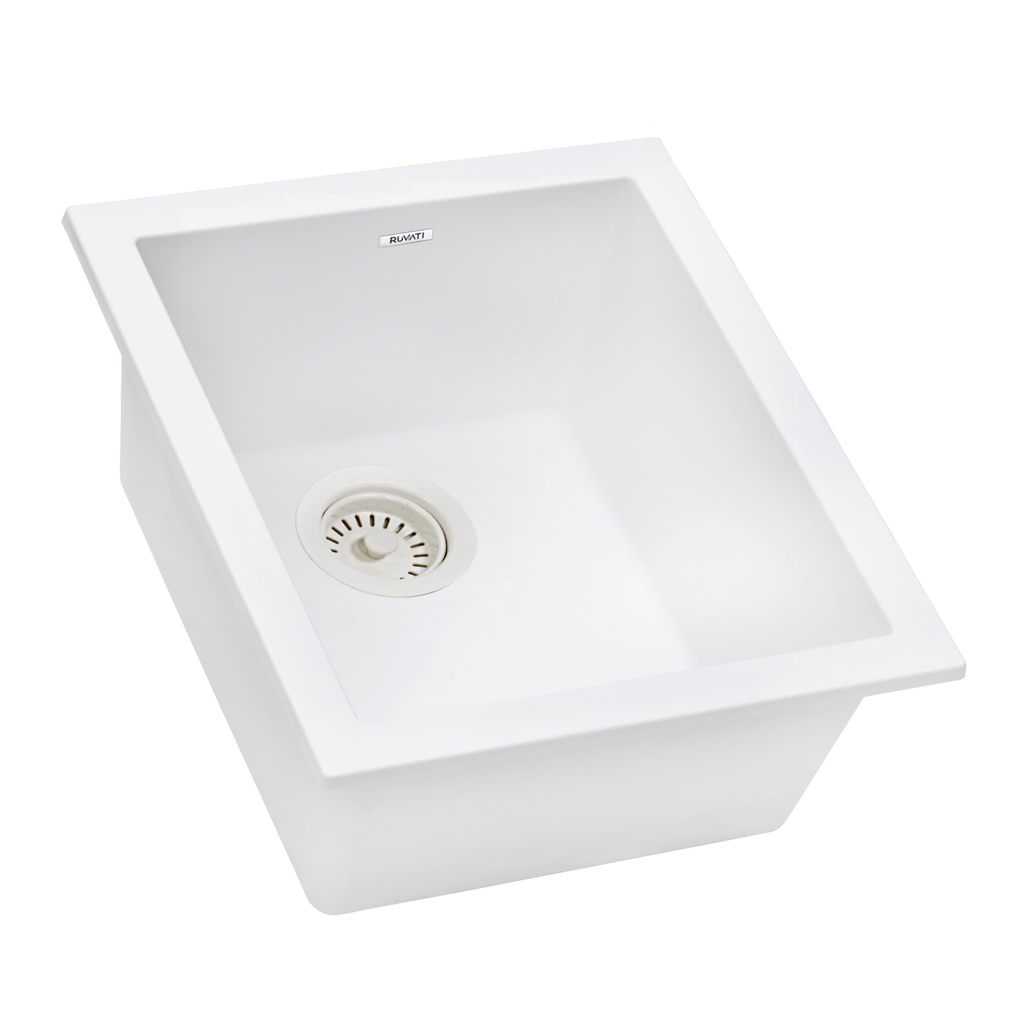 Ruvati 15 x 17 inch Granite Composite Quartz Undermount Single Bowl Wet Bar Prep Sink - Arctic White - RVG2016WH