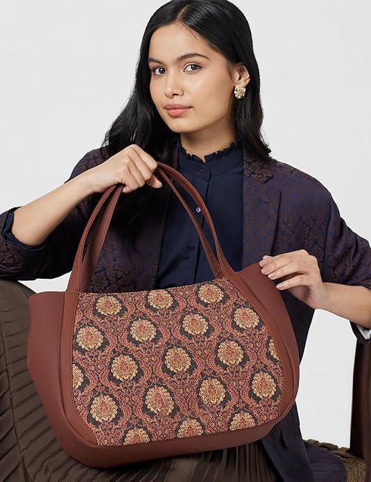 Women’s Jute & Vegan Leather Tote Bag – Handcrafted Shoulder Handbag, Spacious Carryall Work Bag for Office, Travel & Daily Use