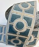 Trim for Curtains/Drapes Embroidery Tape by Yard 1' 2' 3' 4' 5' 6' Wide. by The Yard Can be Added to Our Custom Curtains. (Blue Velvet 3 1/2, 1 Yard)