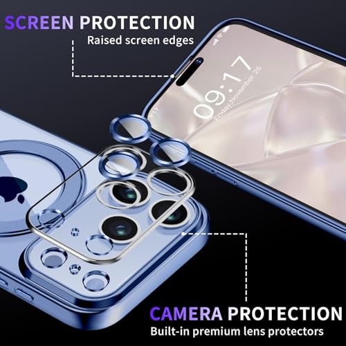 Image of Magnetic for iPhone 17 Pro Max Case with Invisible Stand[Compatible with MagSafe][Full Camera Lens Protector][Military Drop Protection] Shockproof Not Yellowing Clear Slim Soft for Women Men