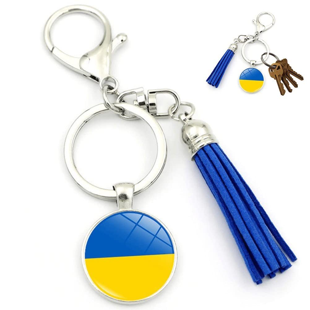 [Simamile] Ukraine Flag Keychain Keychain Tassel Pendant Keyring Double Sided Ukraine Car Charm Bag Accessories, blue : Clothing, Shoes & Jewelry