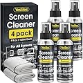 Screen Cleaner Spray 16oz (4oz x 4 Pack) - TV & Computer Screen Cleaner with 2 Microfiber Cloths for Multiple Devices