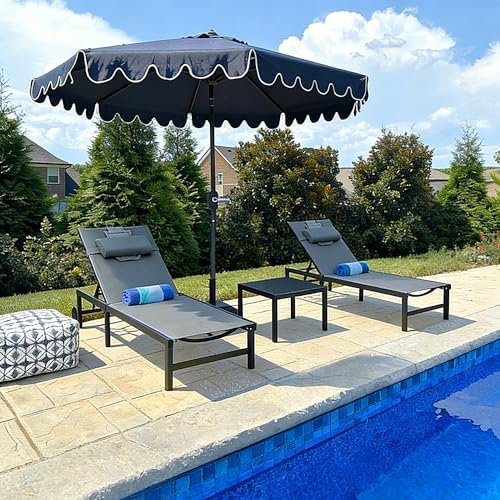 PURPLE LEAF Outdoor Tanning Lounge Chair Set with Face Hole Adjus...