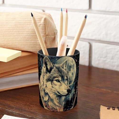 Fournitures de bureau et accessoires pot à crayons loup lune