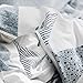 VClife Cotton Duvet Cover Twin Size, Twin Gray Blue White Triangle Bedding Sets Modern Style Geometric Duvet Cover, Zipper Closure & Corner Ties, Breathable, Lightweight