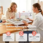 Poolin EOC07 Embroidery Machine,Extra large 7.9x15" Hoop Area,7" Touchscreen,Computerized Home Embroidery Machine for T-shirts,hoodies,200 Built-in Designs,USB & Wireless,4 Hoops,Thread