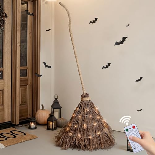 Halloween Decorations Fall Decor - 6FT Giant Handmade Real Twig Witch Broom