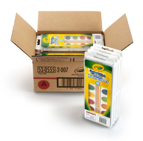Crayola Washable Watercolor Paint Set, Bulk Art Supplies, Case of 12, 16Count - image 1