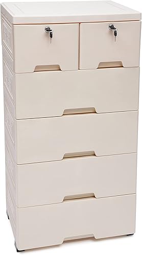 Miniatura 7 de Cajones de plástico, armario de almacenamiento con 6 cajones, cajones de armario, organizador alto para ropa, sala de juegos, muebles de dormitorio,